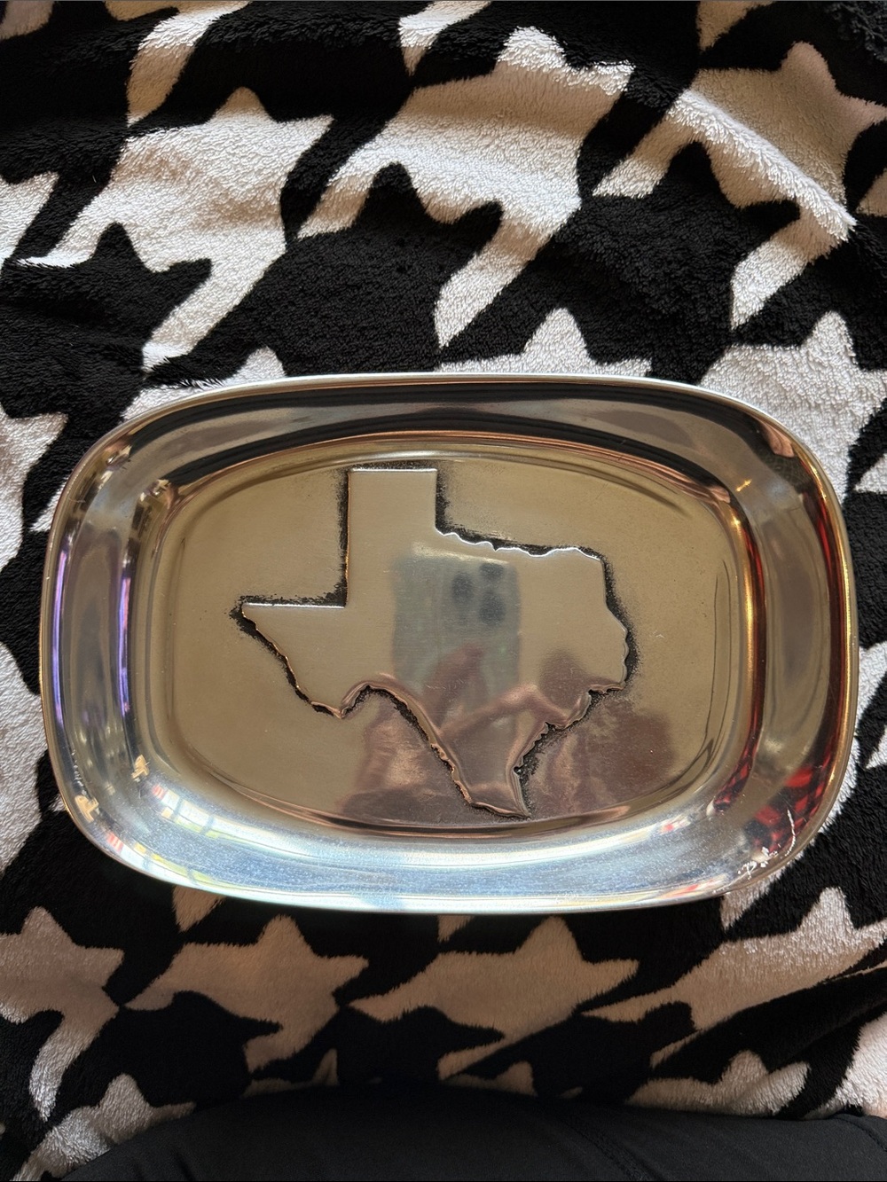 Texas Outline Silver Serving Tray. Approx 9x61/2”